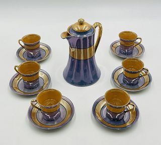Luster Ware Iridescent Japanese Tea Set, Art Deco, 13 pieces