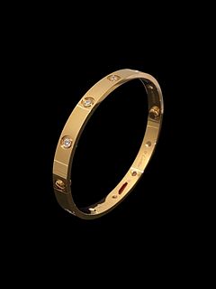 Cartier 18k Yellow Gold 10 Diamond Love Bracelet Size 18