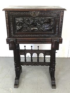 Continental Style Walnut Cabinet on Stand