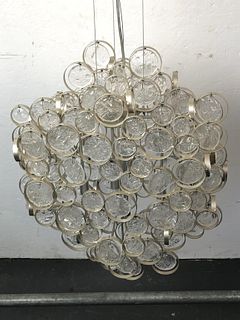Contemporary Glass and Metal Chandelier