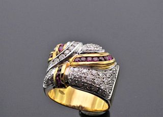 
YELLOW GOLD DIAMOND AND RUBY RING