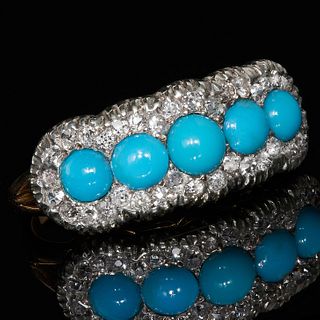 VICTORIAN TURQUOISE AND DIAMOND RING