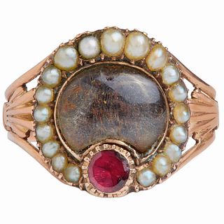VICTORIAN GARNET AND PEARL RING