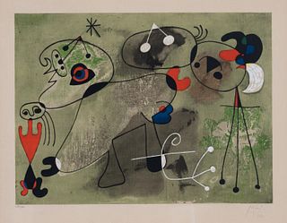 Joan Miro - Composition Sur Fond Vert