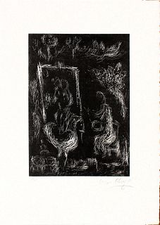 Marc Chagall - La Nuit Il Vole un Ange Dans le Ciel