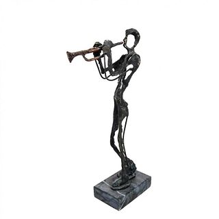 Modernist Bronze Figure of a Trumpet Player