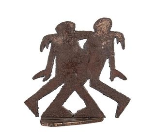 Contemporary Steel Cut-Out Sculpture, Two Figures Dancing
