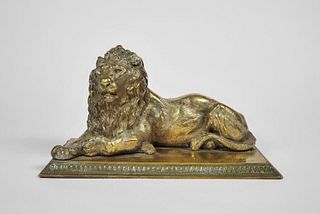 Well Cast Bronze Figure of a Recumbent Lion