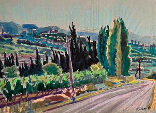 Joseph B. O'Sickey Pastel and Watercolor, Road in Lacoste