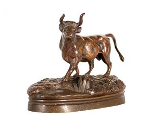Continental Bronze Small Figure of a Bull, 19thc.