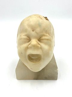 Victorian Alabaster Crying Baby Head, late 19thc.