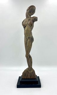 Don A. Horn Carved Wood Figure Standing Nude