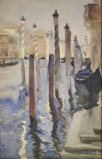 Henry George Keller Watercolor, Venetian Canal