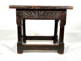 Carved Walnut Joint Stool, 19thc.
