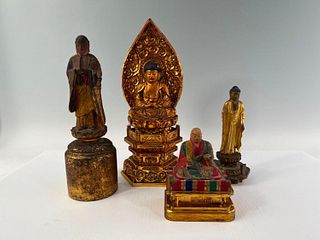 Four Asian Gilded Buddhistic Figures