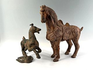 Two Chinese Bronze Horses After Ancient Originals