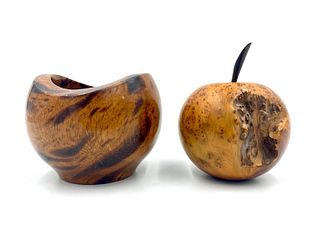 Two Turned Wood Articles, Apple and Vessel