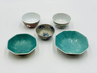 Set of 6 Antique Chinese Bowls, hand painted.