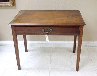 19th C. Oak Single Drawer Table.