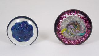 (2) Art Glass Paperweights.