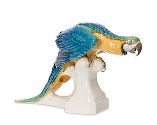 A large Nymphenburg macaw porcelain figure