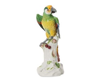 A Meissen porcelain parrot figure