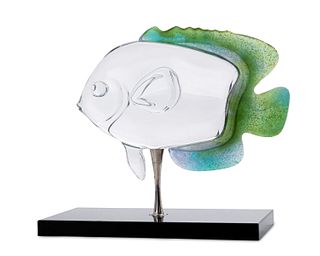 A Daum pate de verre art glass fish sculpture