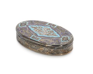 A French silver and champleve snuff box