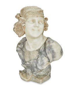 Carved marble bust of a woman