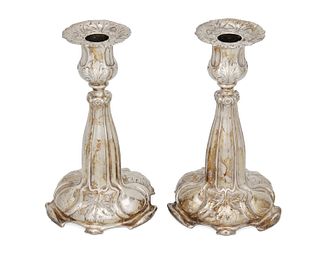 A set of Gorham Martele silver candlesticks