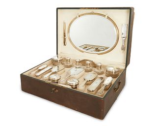 A French silver traveling vanity set, by Gustave Keller