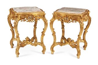 A pair of French Louis XV-style  side tables