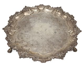 A Georgian English sterling silver salver