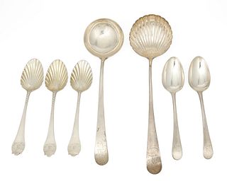 A group of English sterling silver flatware