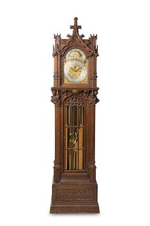A Gothic-style tall case clock