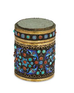 A Chinese gilt-silver and cloisonne jar