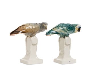 Two Nymphenburg porcelain parrot figures