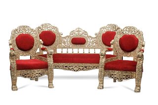 An Anglo-Indian colonial-style silvered-wood parlor set