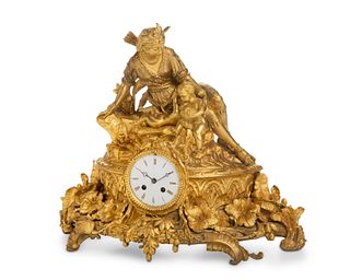 A French gilt-bronze Japy Freres mantel clock
