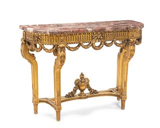 A French carved giltwood console table