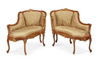A pair of French Louis XV-style recamiers