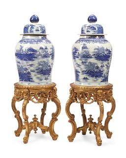 A pair of large Chinese temple jars