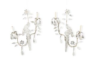 A pair of Bagues-style rock crystal sconces