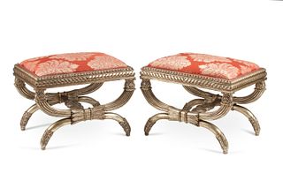 A pair of French Neoclassical-style curule benches