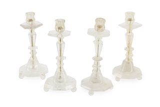 A set of Louis XVI-style rock crystal candlesticks