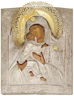 A Russian silver and gold wash icon