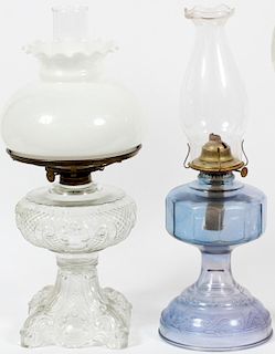 VINTAGE AND MODERN OIL LAMPS, TWO