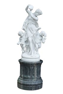 An Italian Carrara marble sculpture of a nymph