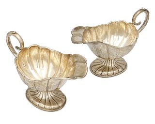 A pair of American coin silver sauce boats
