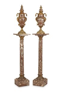 A pair of French marble and gilt-bronze cassolettes